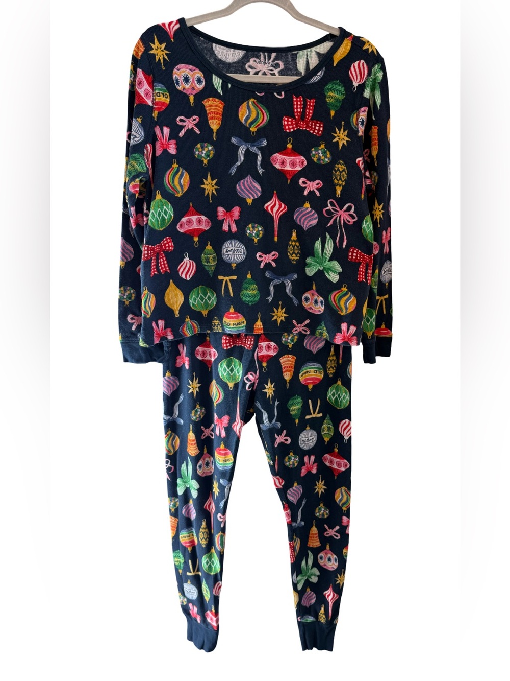 Old Navy Christmas Ornament Print Pajama Set Navy Size Large